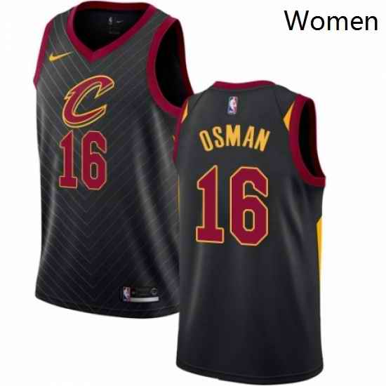 Womens Nike Cleveland Cavaliers 16 Cedi Osman Swingman Black NBA Jersey Statement Edition